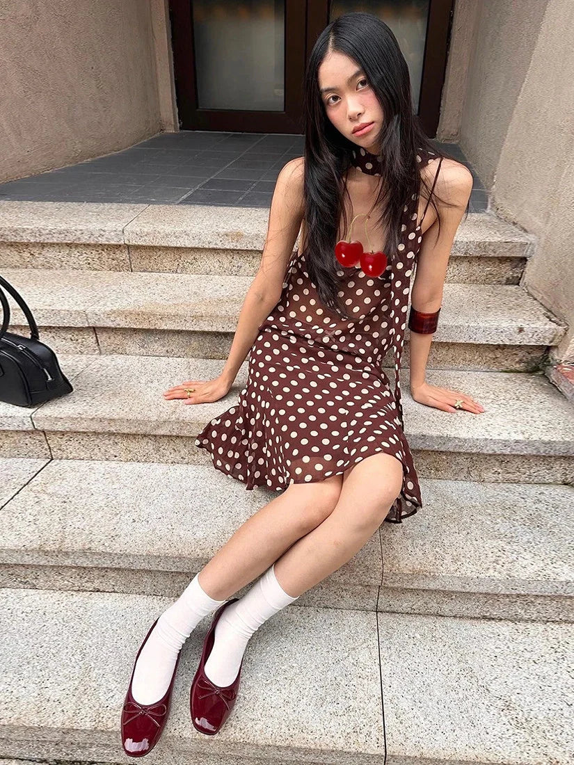 Polka Dot Two-Piece Skirt Set
