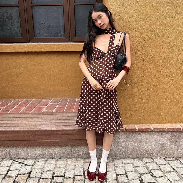 Polka Dot Two-Piece Skirt Set