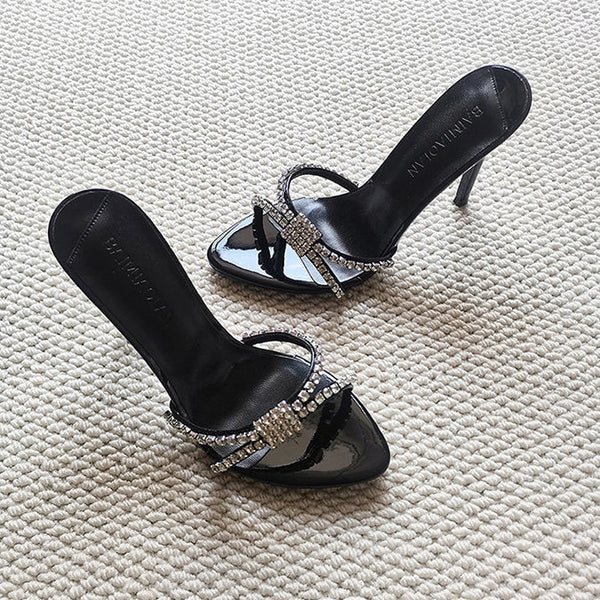 Rhinestone Strap Stiletto Sandals