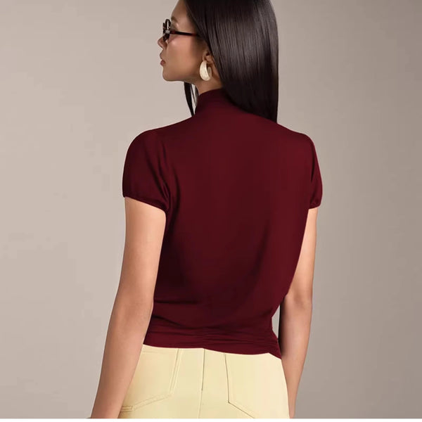 Ruched Cut-Out Short Sleeve Top
