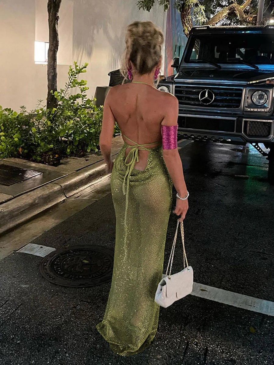 Aurelia Ruched Halter Maxi Dress