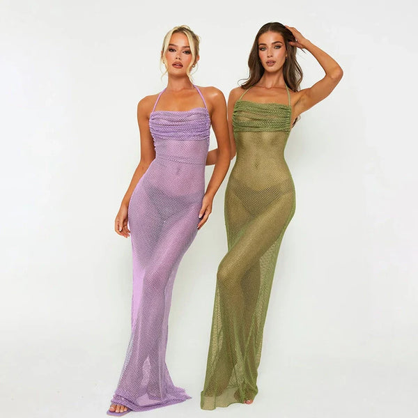 Aurelia Ruched Halter Maxi Dress