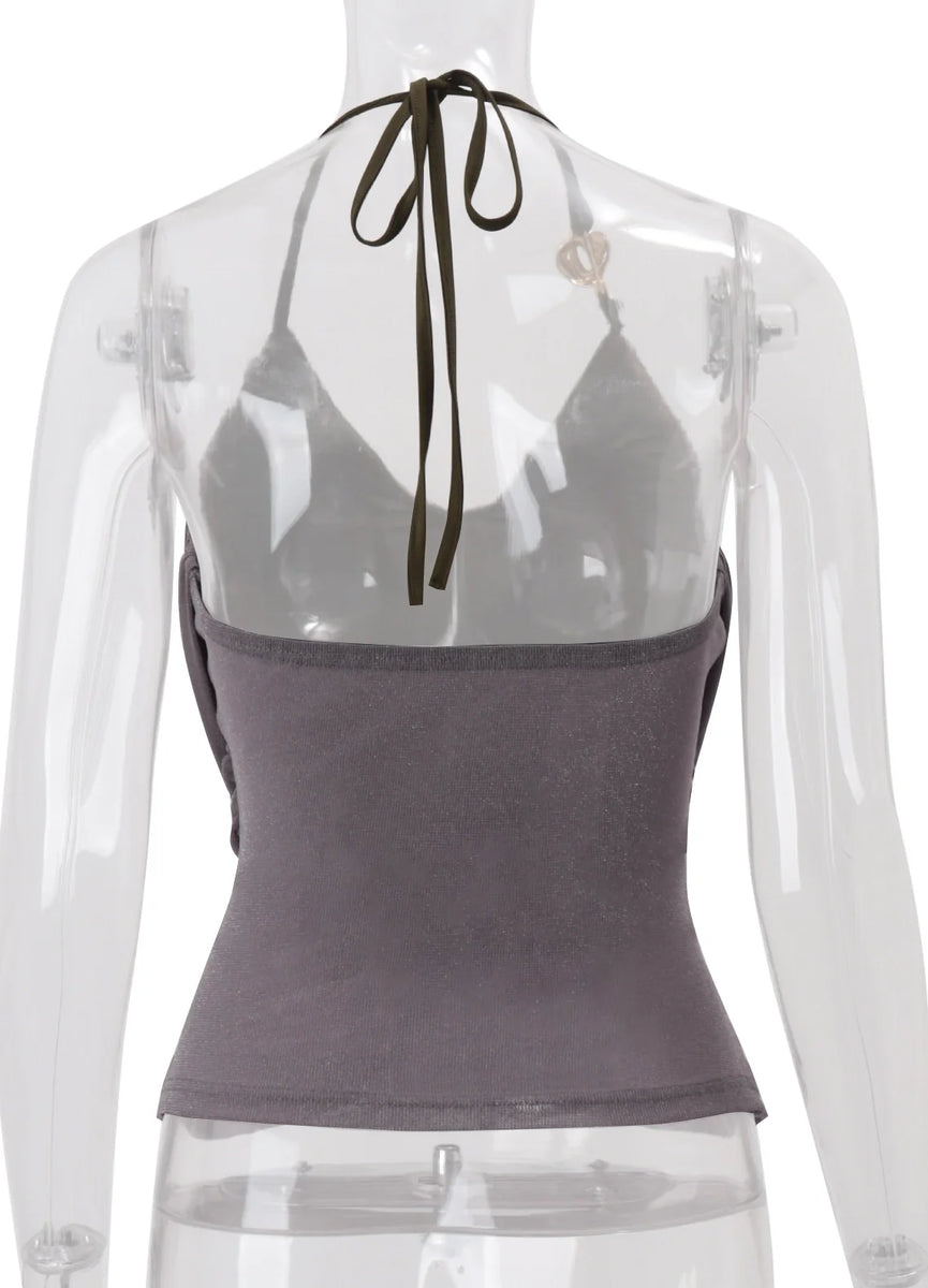 Ruched Halter Neck Top