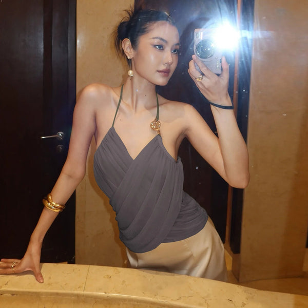 Ruched Halter Neck Top