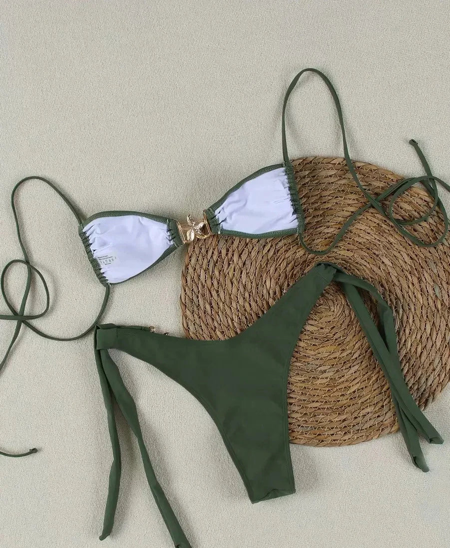 Serena Ruched High-Waisted Bikini Set