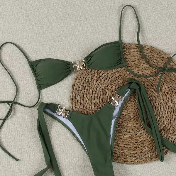Serena Ruched High-Waisted Bikini Set