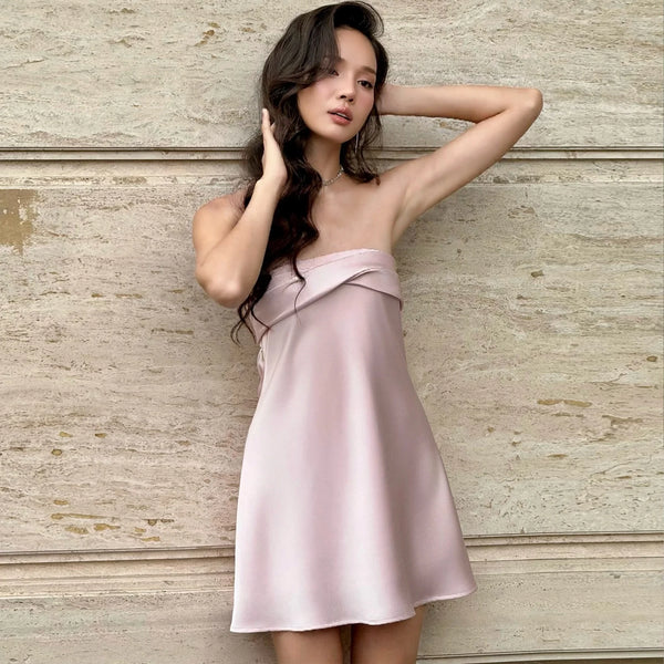Ruched Twist Front Mini Dress