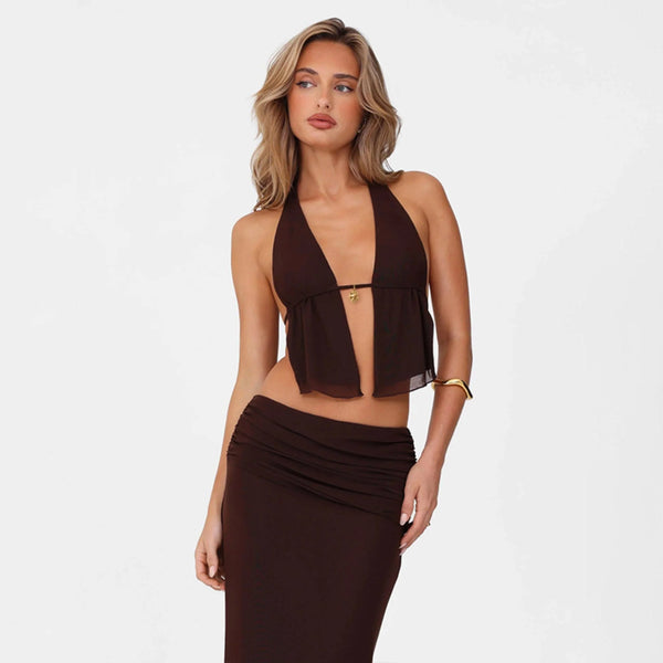 Ruched Two-Piece Skirt Set