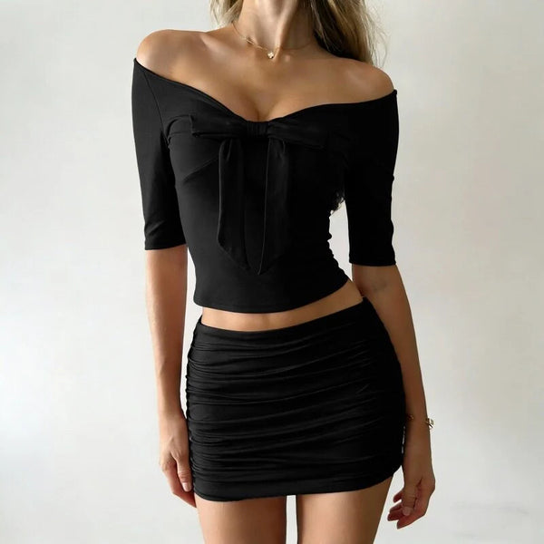 Ruched Two-Piece Skirt Set