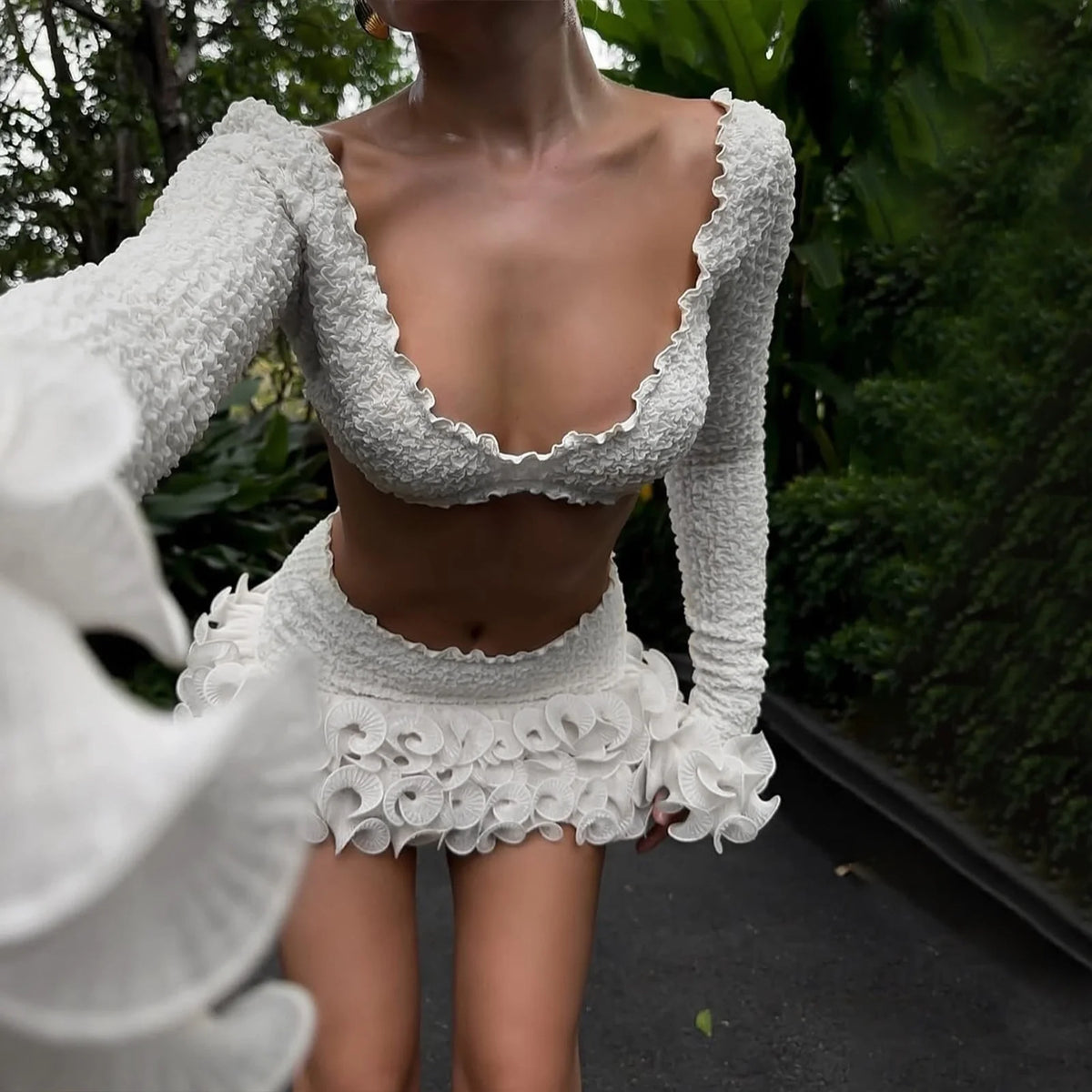 Ruched Two-Piece Skirt Set
