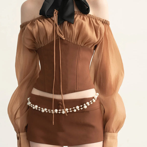 Ruched Two-Piece Skirt Set