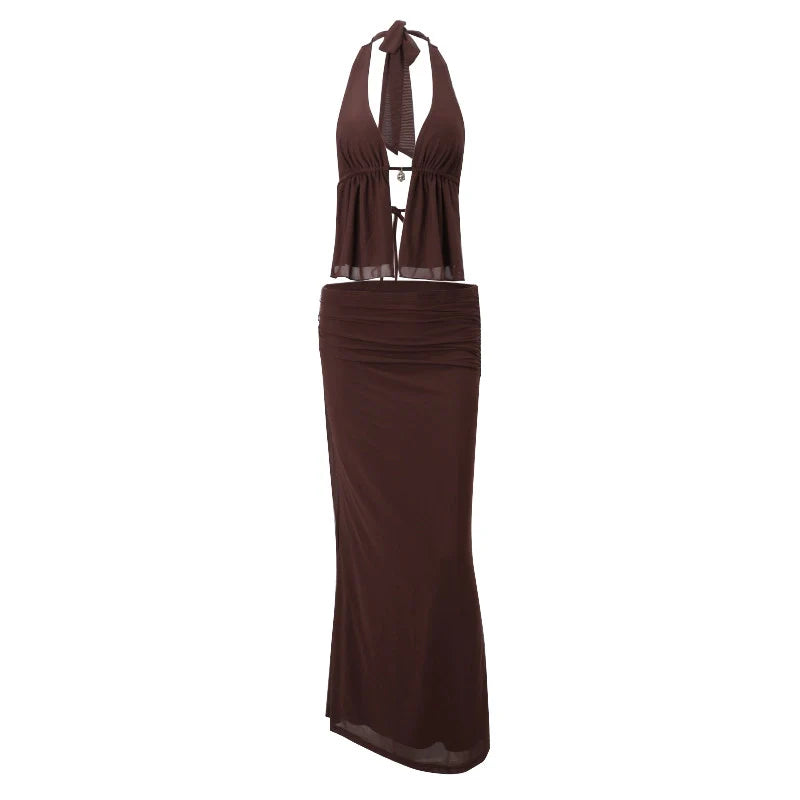 Ruched Two-Piece Skirt Set