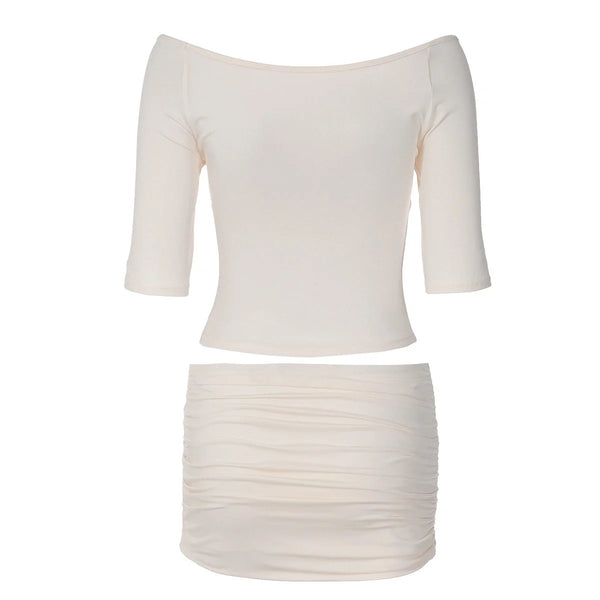 Ruched Two-Piece Skirt Set
