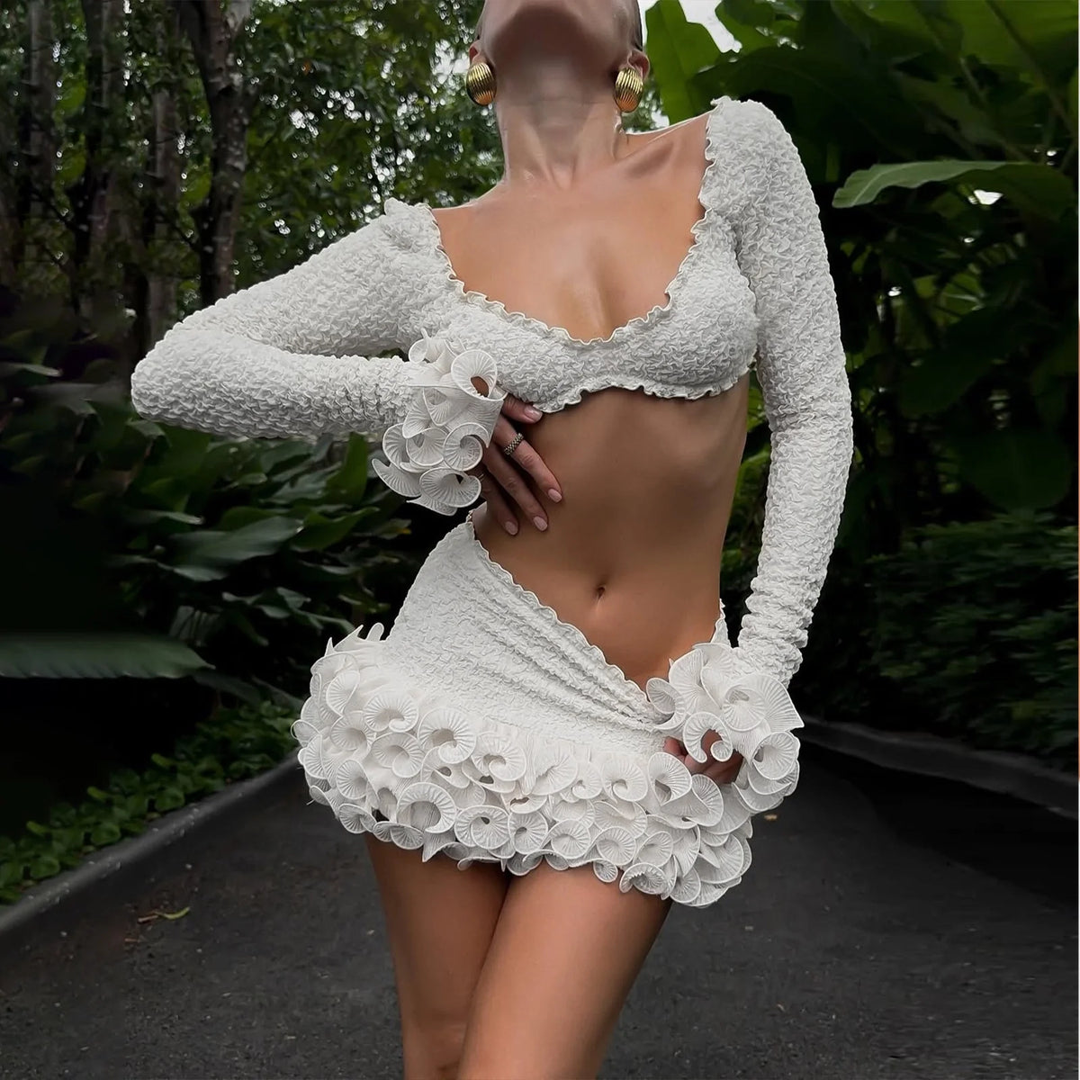 Ruched Two-Piece Skirt Set