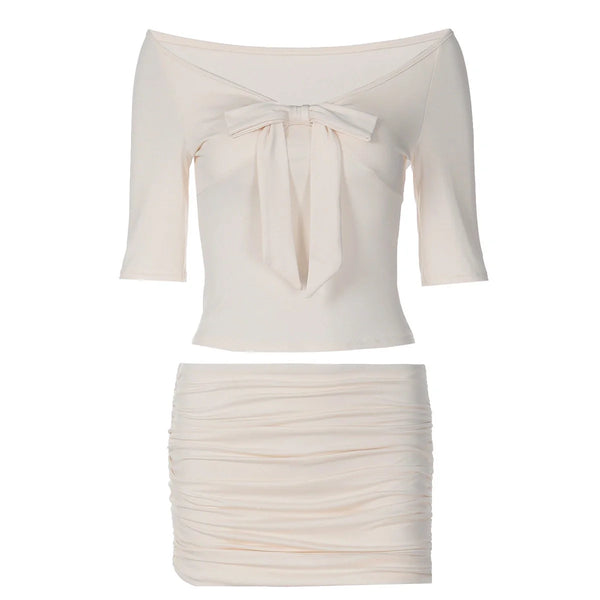 Ruched Two-Piece Skirt Set