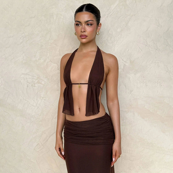 Ruched Two-Piece Skirt Set