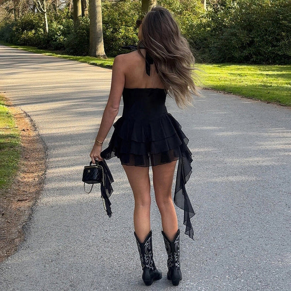 Isadora Ruffle V-Neck Mini Dress
