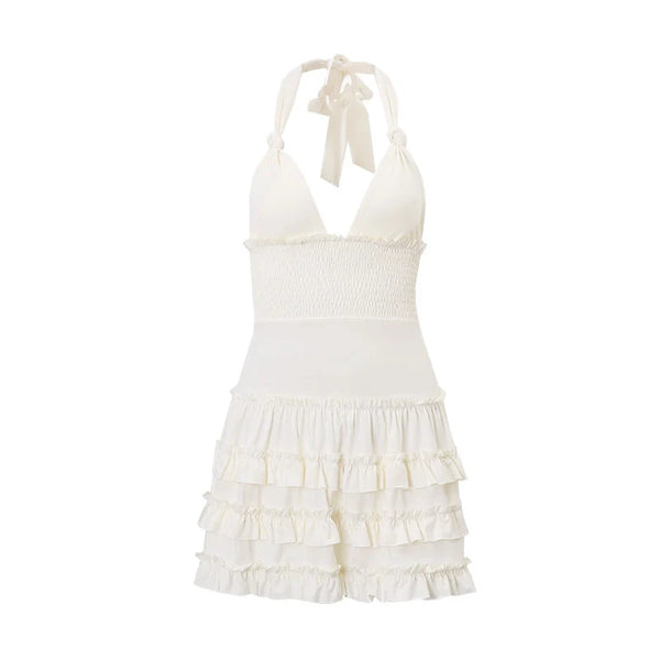 Ruffle Tiered Halter Mini Dress