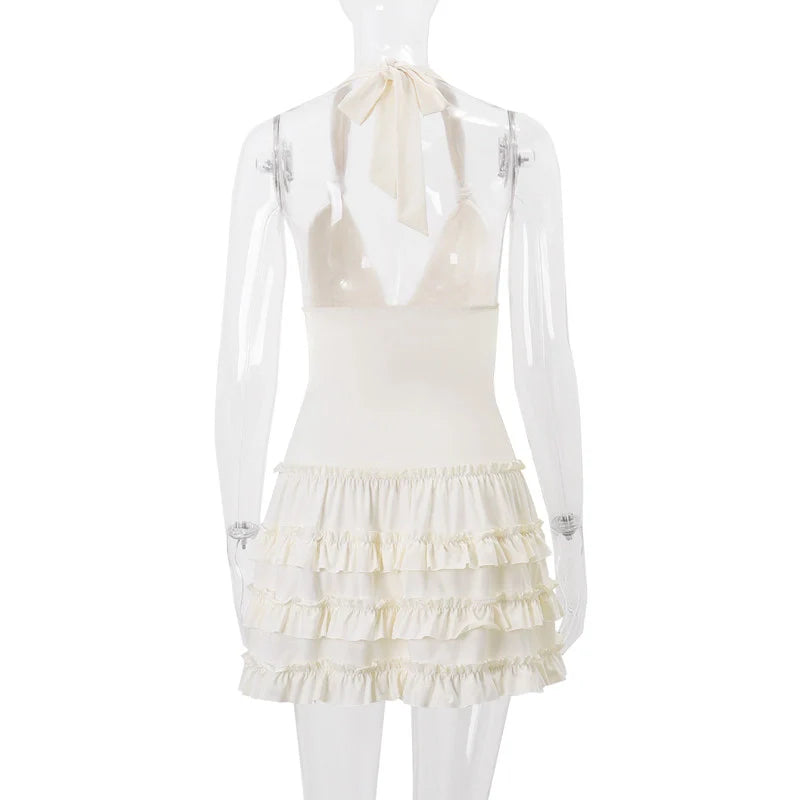 Ruffle Tiered Halter Mini Dress