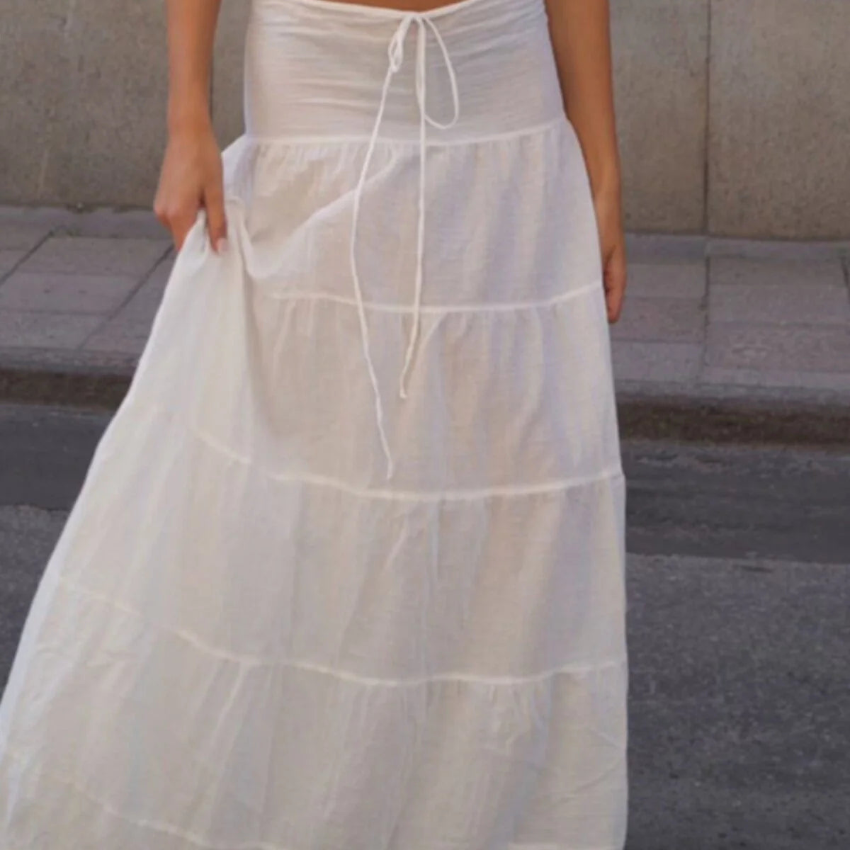 Ruffled Lace Trim Midi Skirt Set