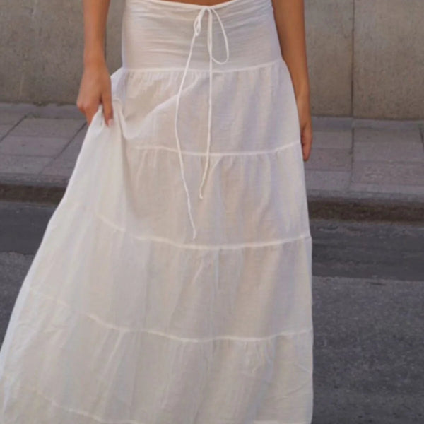 Ruffled Lace Trim Midi Skirt Set