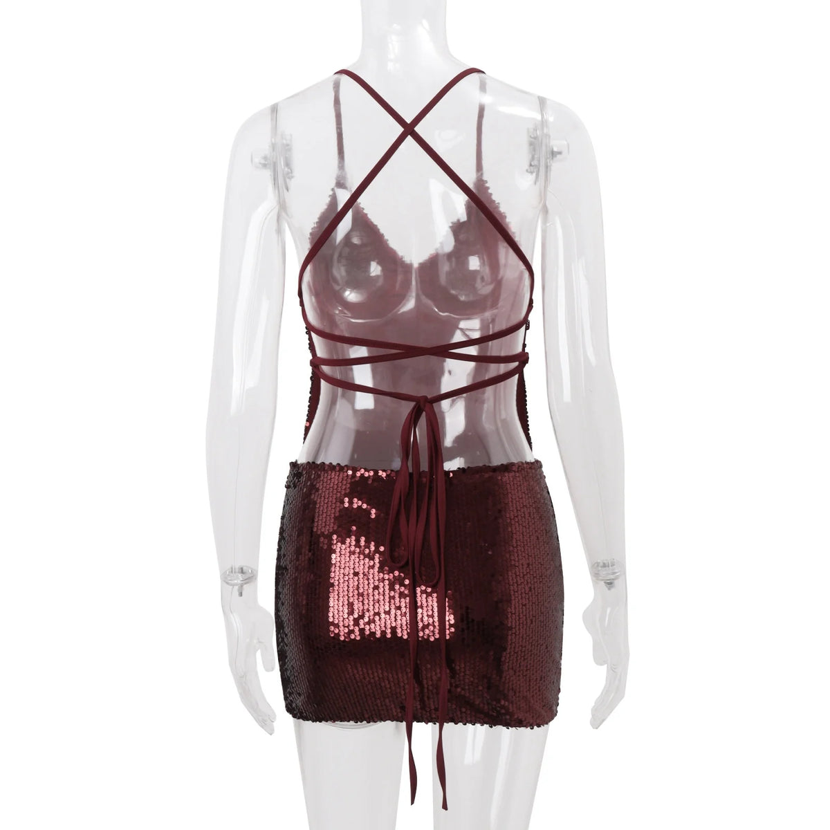 Sequin Backless Mini Dress
