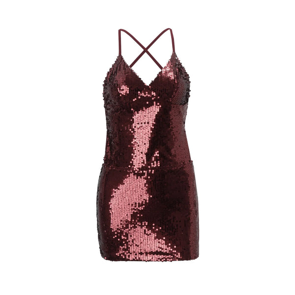 Sequin Backless Mini Dress