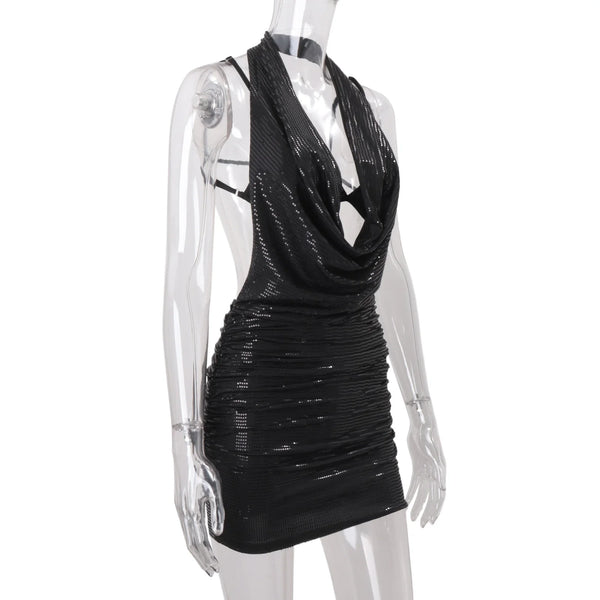Sequin Halter Neck Bodycon Mini Dress