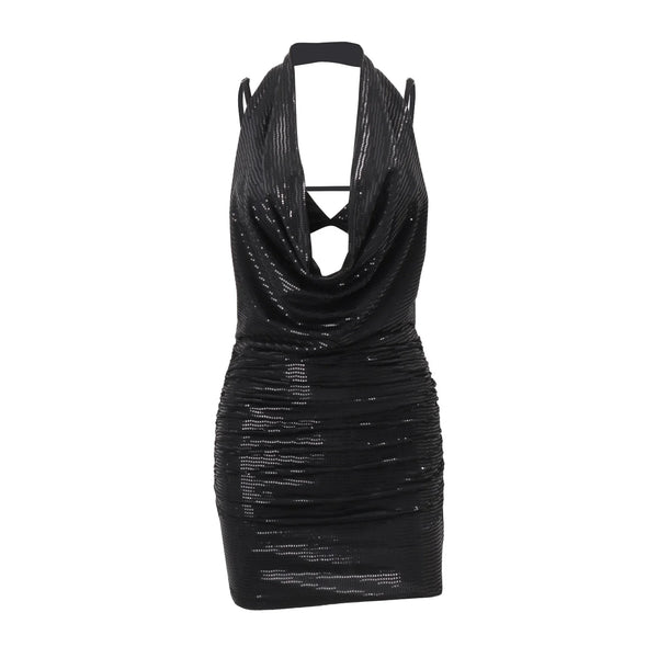 Sequin Halter Neck Bodycon Mini Dress