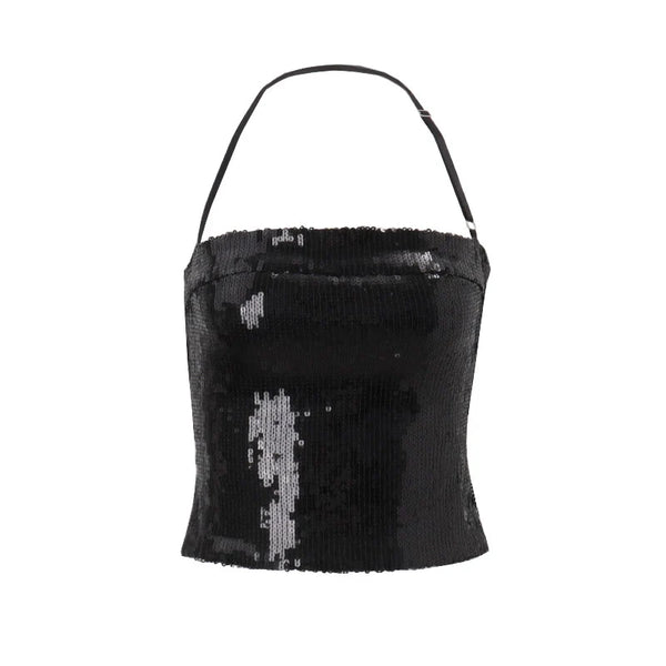 Sequin Halter Neck Crop Top