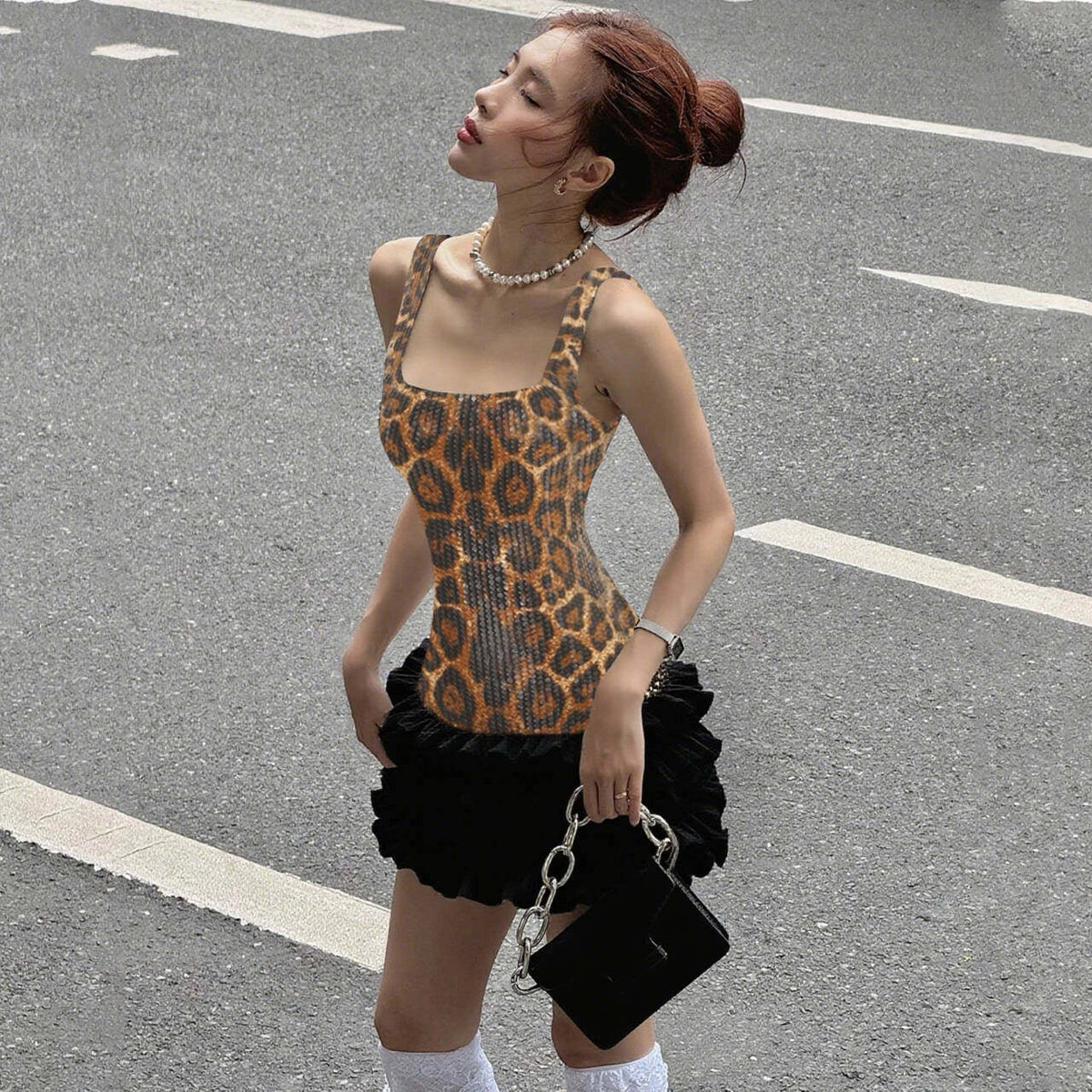 Sequin Leopard Print Mini Dress