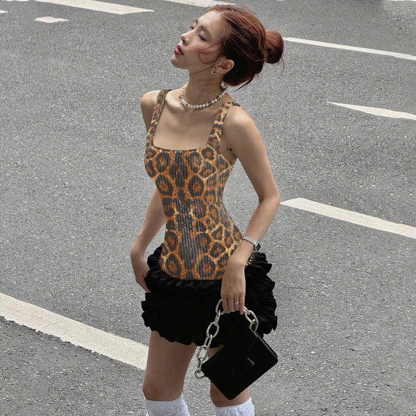 Sequin Leopard Print Mini Dress