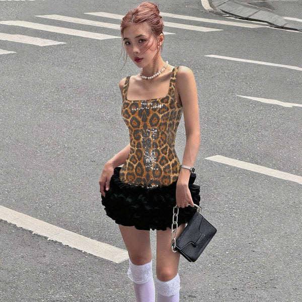 Sequin Leopard Print Mini Dress [1RSXLUO1]