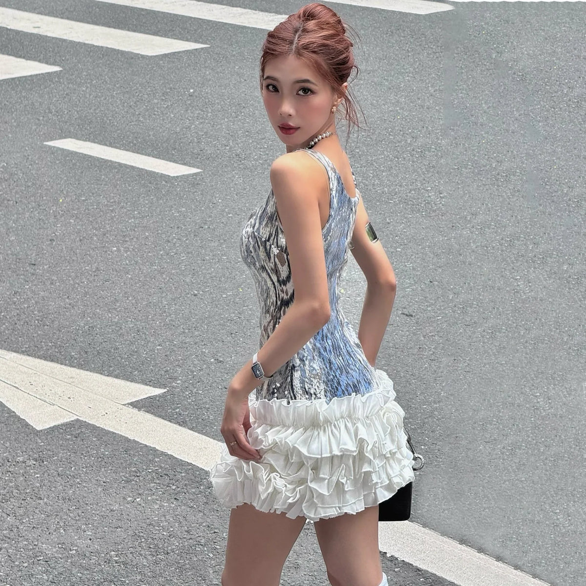 Sequin Leopard Print Mini Dress