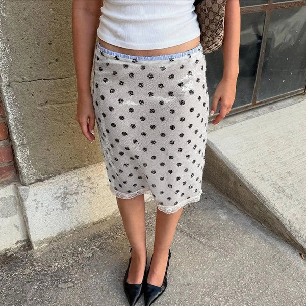 Sequin Polka Dot Midi Skirt