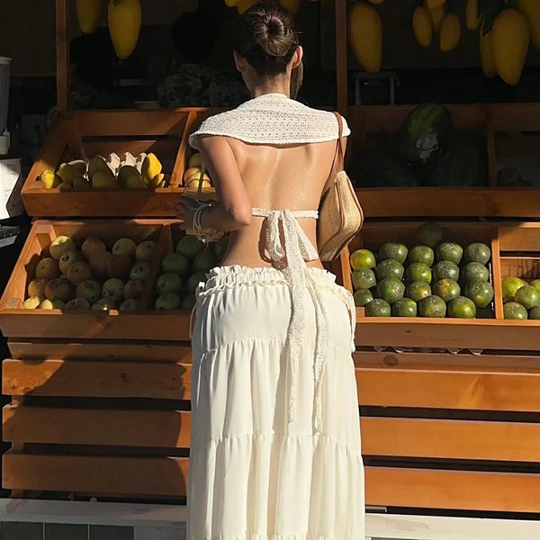 Shell Detail Strappy Backless Top