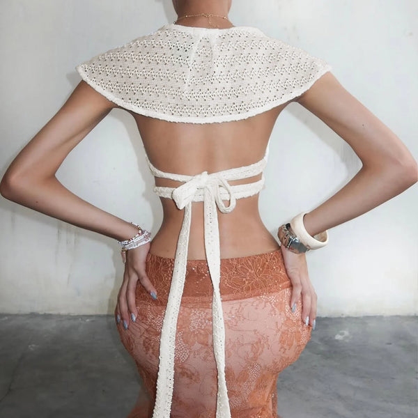 Shell Detail Strappy Backless Top