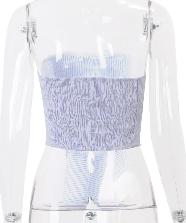 Striped Bow Detail Tube Top