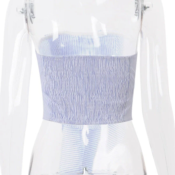 Striped Bow Detail Tube Top