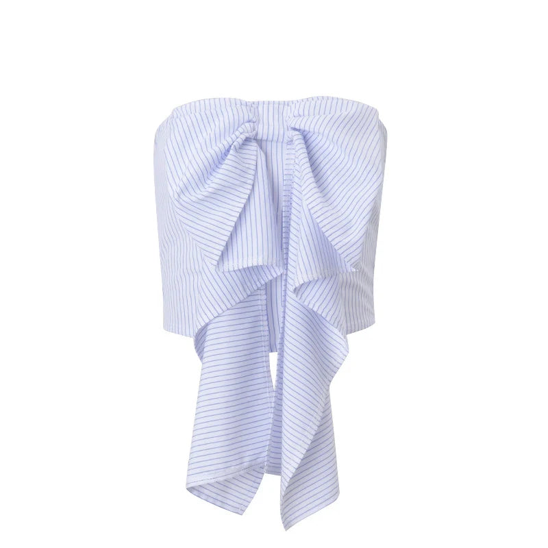 Striped Bow Detail Tube Top