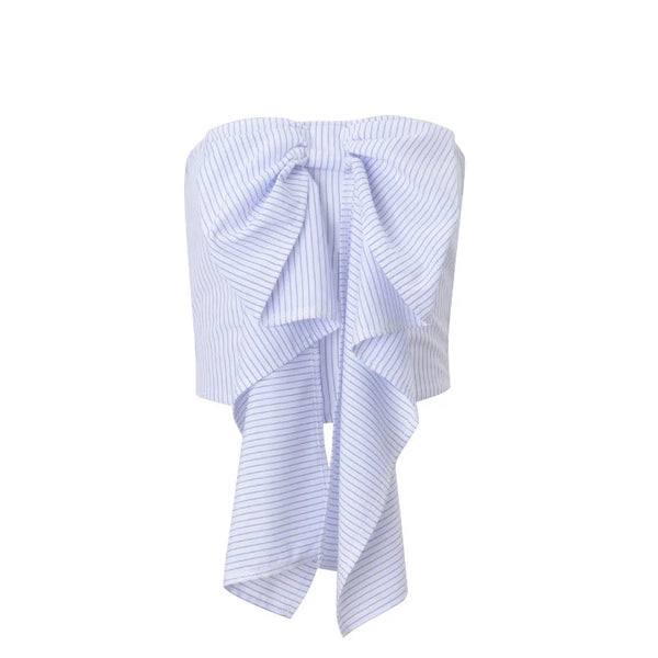Striped Bow Detail Tube Top