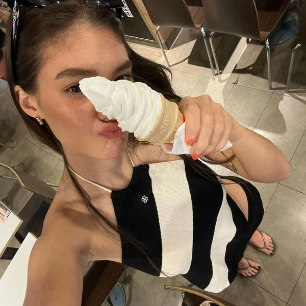 Nora Striped Knit Halter Tube Top