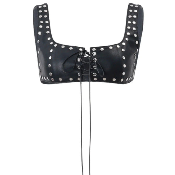 Studded Faux Leather Crop Top