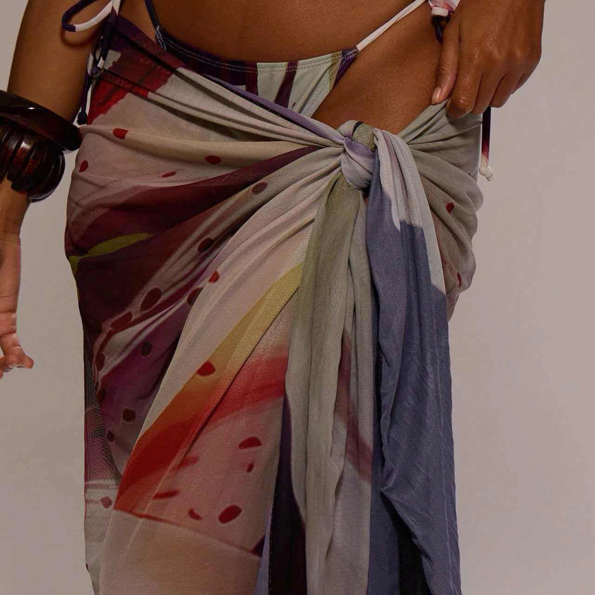 Tie-Dye Bikini and Maxi Dress Set