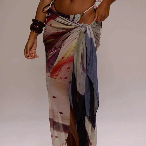 Tie-Dye Bikini and Maxi Dress Set