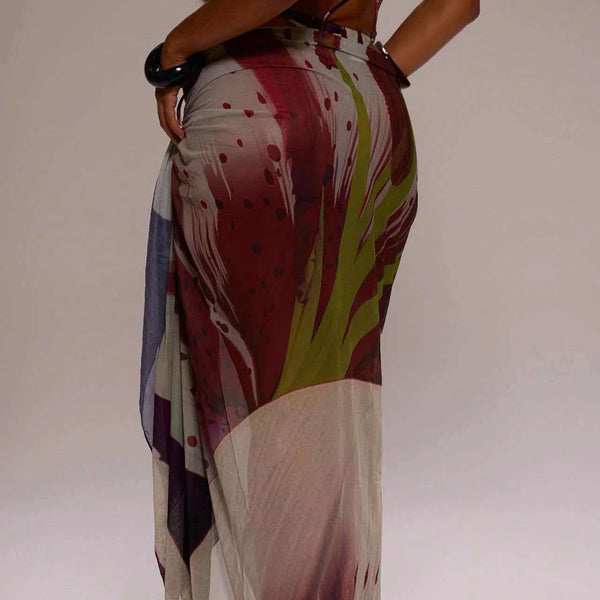 Tie-Dye Bikini and Maxi Dress Set
