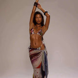 Tie-Dye Bikini and Maxi Dress Set [RI7P281R]