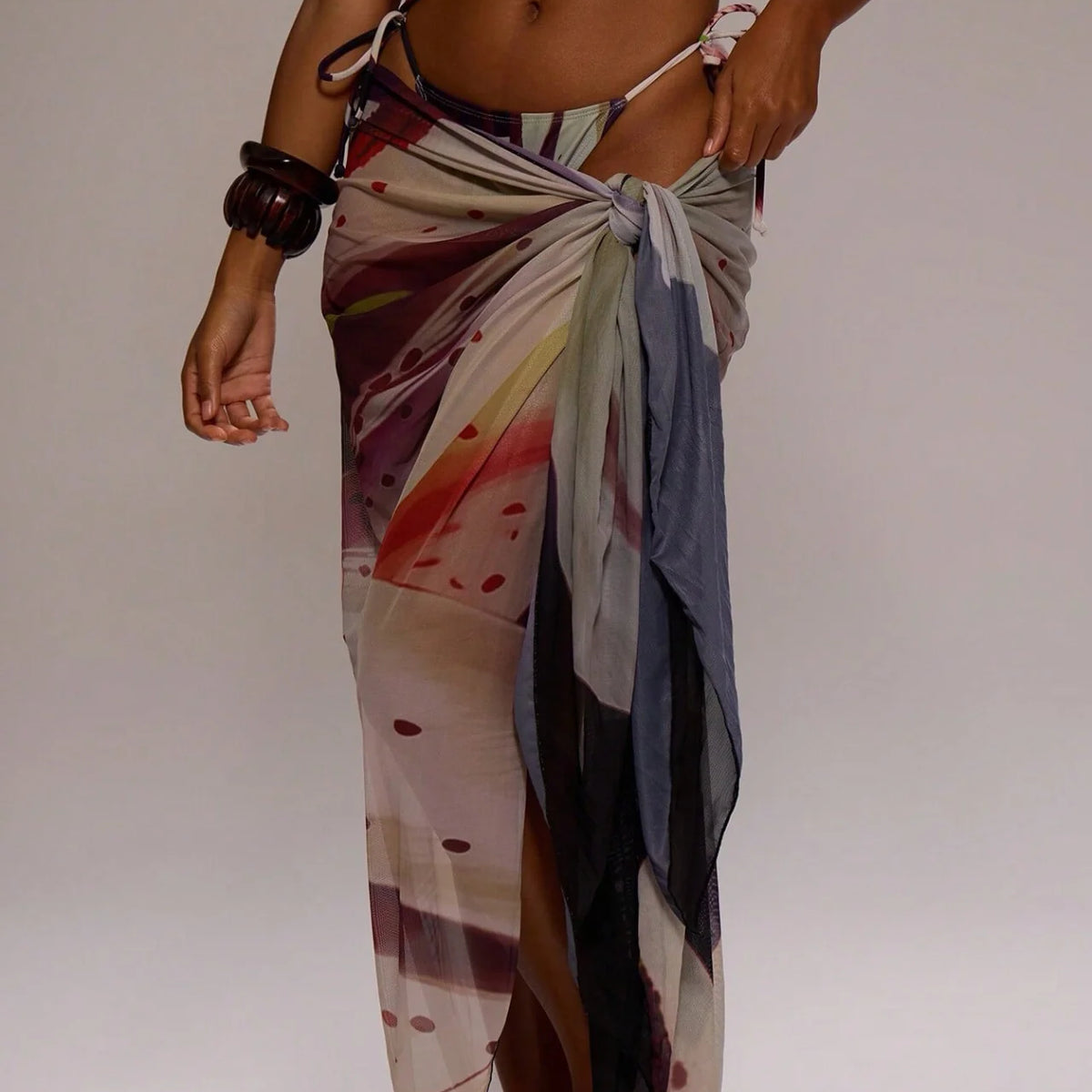 Tie-Dye Bikini and Maxi Dress Set