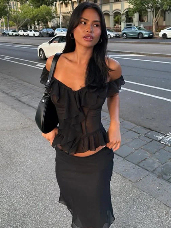 V-Neck Ruffle Top