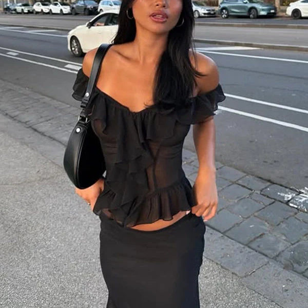 V-Neck Ruffle Top